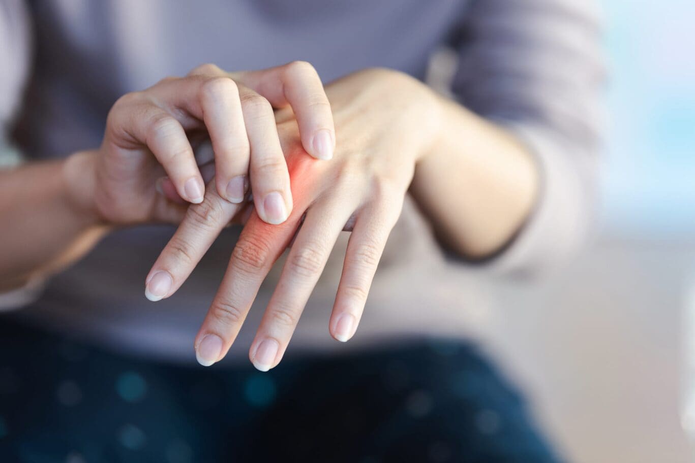 A close-up of painful fingers