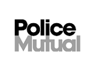 Police Mutual logo with the word Police in bold black letters above Mutual in light grey, both in a clean, sans-serif font on a white background—a design as precise and professional as a specialist in their field.